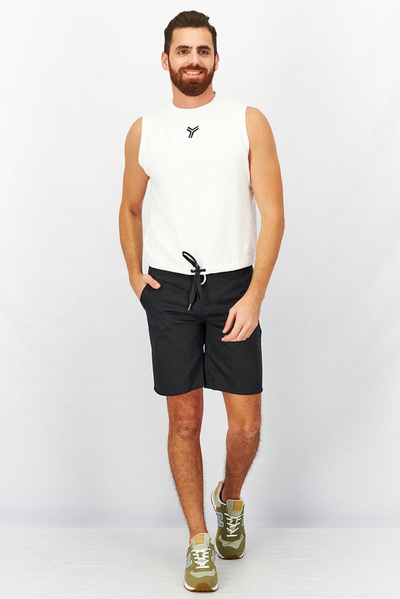 JOHN RICHMOND Men Crew Neck Sleeveless Embroidered Tie Hem Sweatshirt, White - Image 4